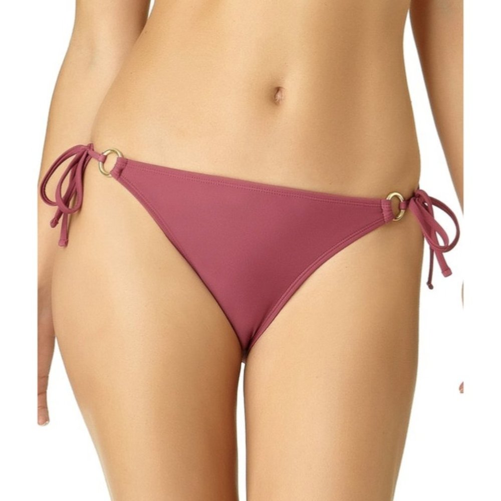 California Sunshine Bikini Bottom Swimsuit NWT NEW Size XL Burgundy Gold Metal